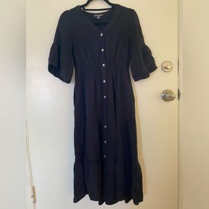 EUC Chelsea and Theodore black midi dress - sz XS